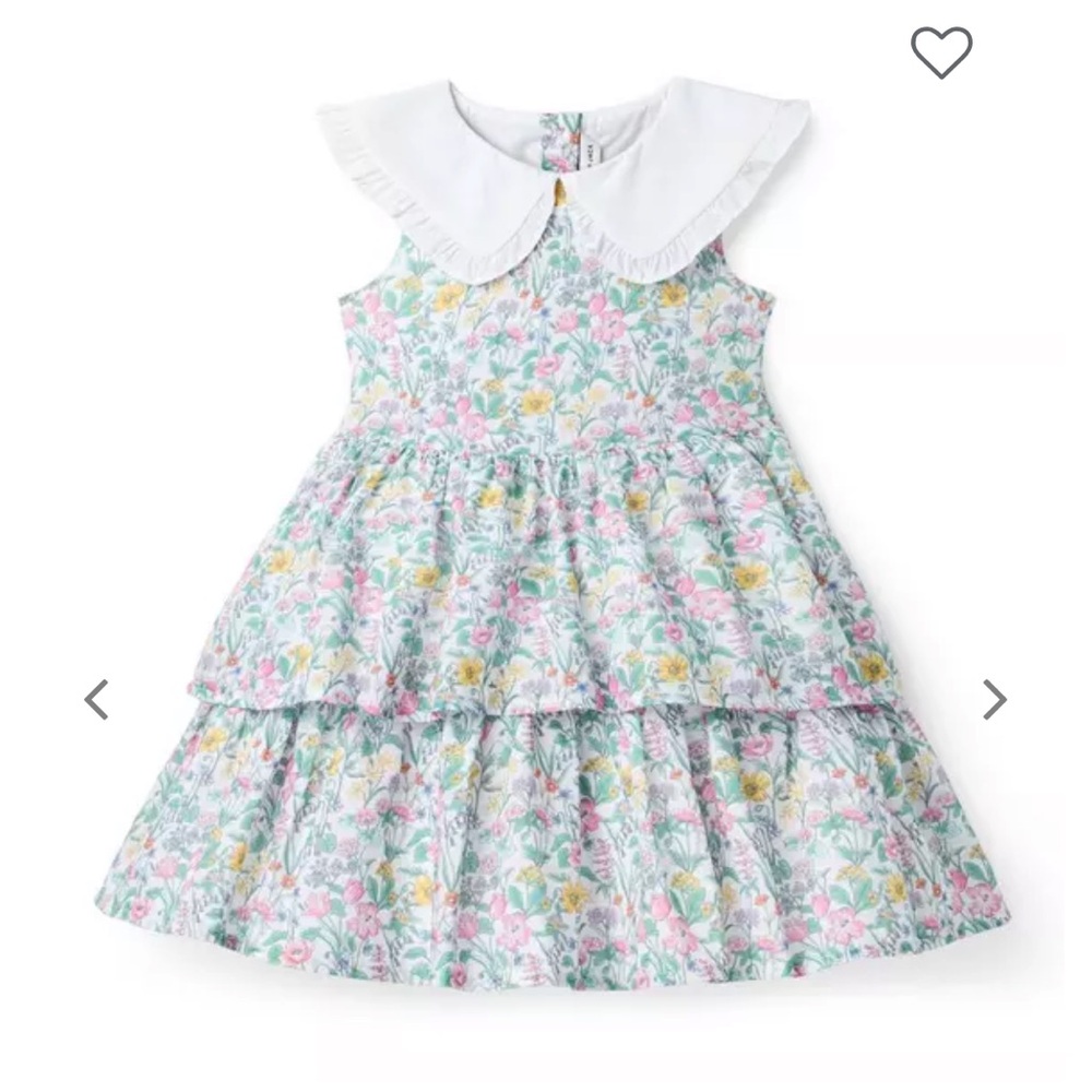 Janie and Jack Dress with White Peter Pan Collar - Pastel Floral